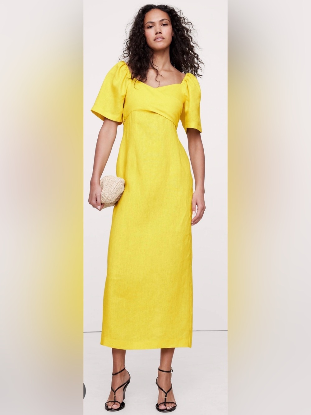 Banana Republic Bright Yellow V-Neck Maxi Dress NWT